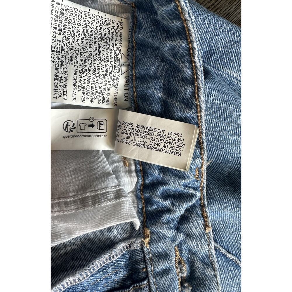 Zara Logo High-Waisted Cropped Wide Leg Jean Sz 6 Blue For Womens Cotton 100% - Picture 13 of 16